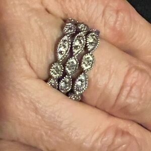 Elegant Silver Crystal Stack Rings